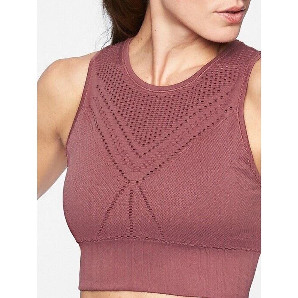 Athleta Womens Trophy Seamless Bra Size Small‎ in Crushed Berry Pullover